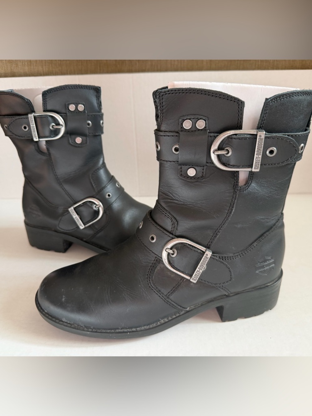Harley-Davidson Women's Grace Motorcycle Black Leather Buckle Harness Boots